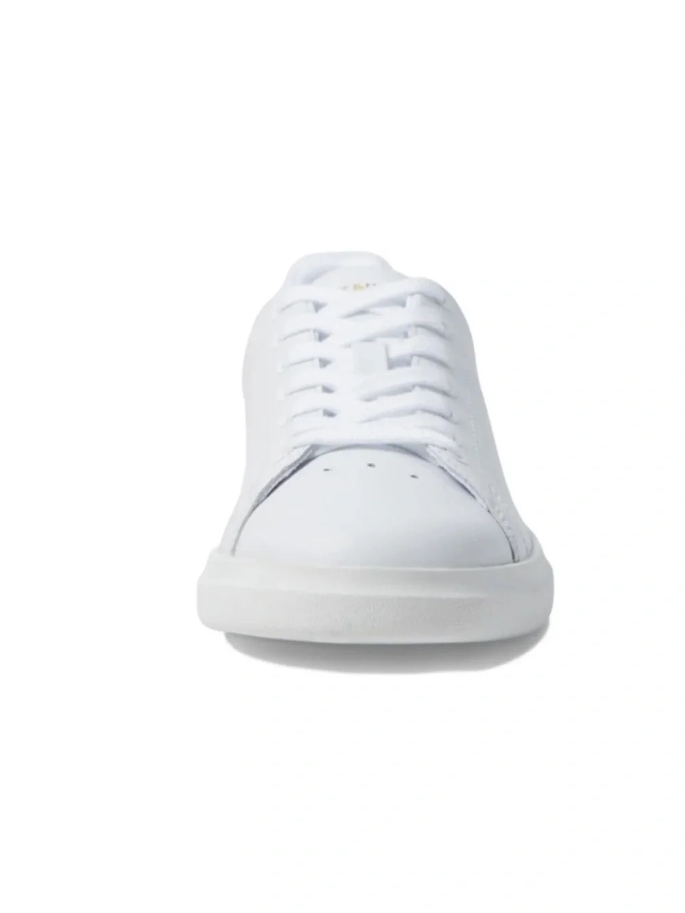 Tory Burch White Leather Low-Top Sneaker with Gold Emblem